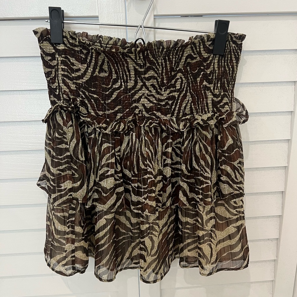 Walter Baker Ruffled Animal Print Skirt